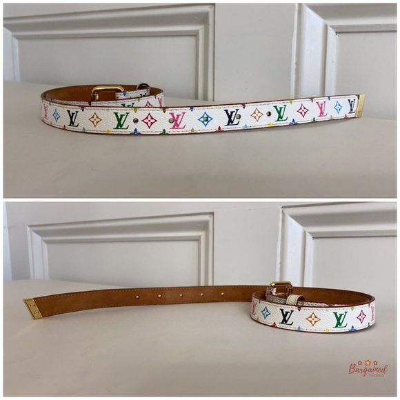 Authentic Louis Vuitton Multicolor Monogram Coated Canvas Leather Skinny Belt 75 - Picture 11 of 14